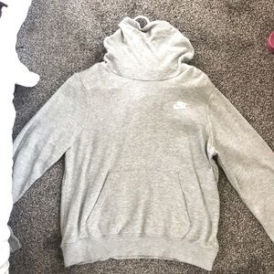 gray nike sweatshirt. Medium. long neck.